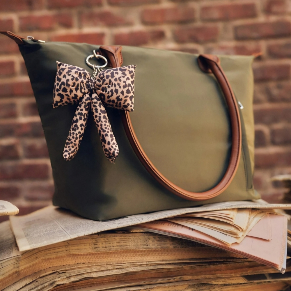 NWT No Boundaries Olive Green Tote Bag | Large Nylon Shoulder Bag Zip Closure - Picture 9 of 9